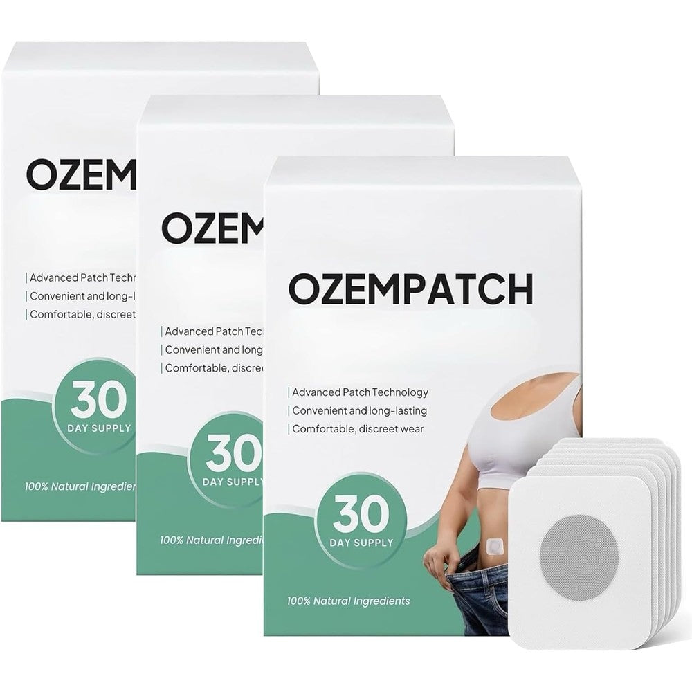 Quolyvate New Ozem Patch three boxes packaging front view showing daily transdermal patches