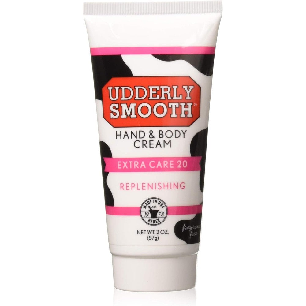 Udderly Smooth Extra Care 20 Cream two ounce pack front view showcasing urea hydration formula.