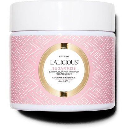 LALICIOUS Extraordinary Sugar Kiss Whipped Sugar Body Scrub front view 16 ounce jar
