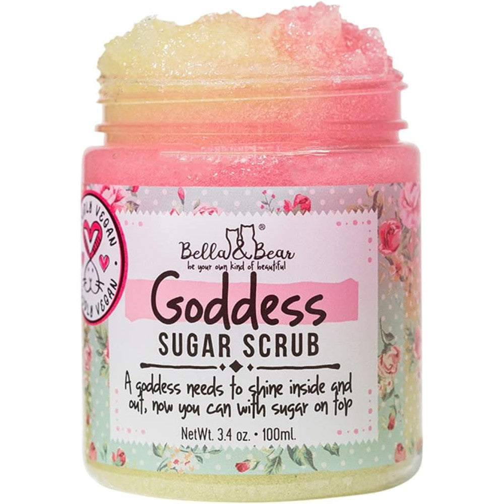 Bella and Bear Goddess Sugar Scrub travel size jar front view