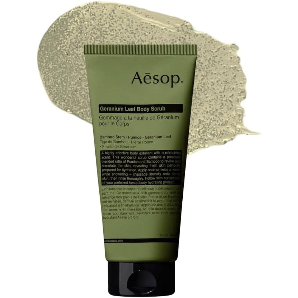 Aesop Geranium Leaf Exfoliating Body Scrub 180ml front view
