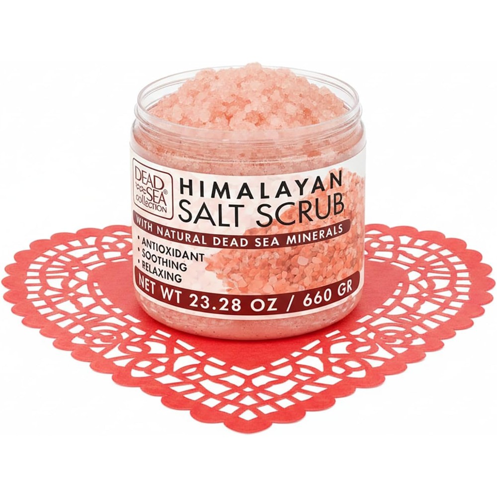 Dead Sea Collection Himalayan Salt Scrub front view packaging for body exfoliation