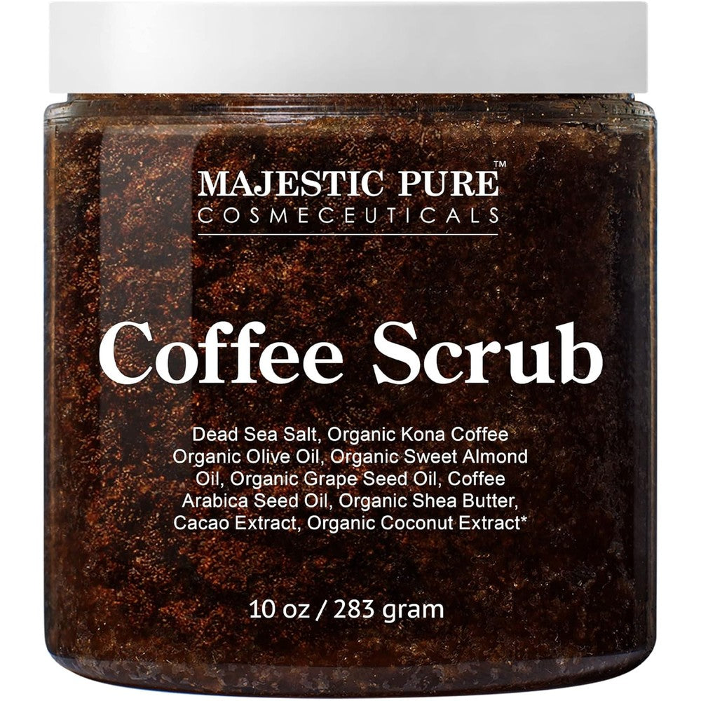Majestic Pure Arabica Coffee Scrub 10 Ounces jar front view