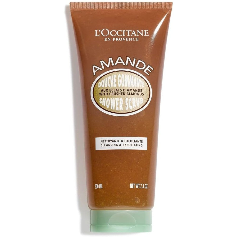 L'Occitane Almond Shower Scrub bottle front view exfoliating body wash