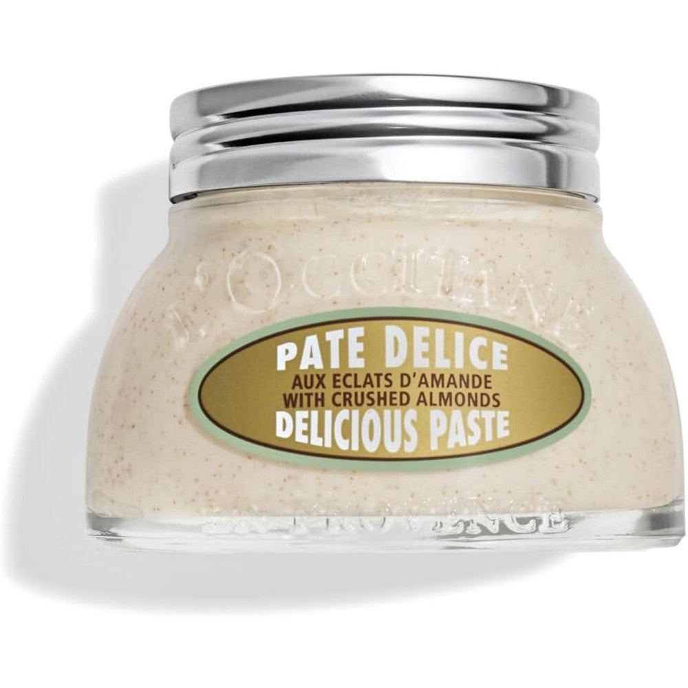 L'Occitane Almond Delicious Paste Body Scrub front view of jar.