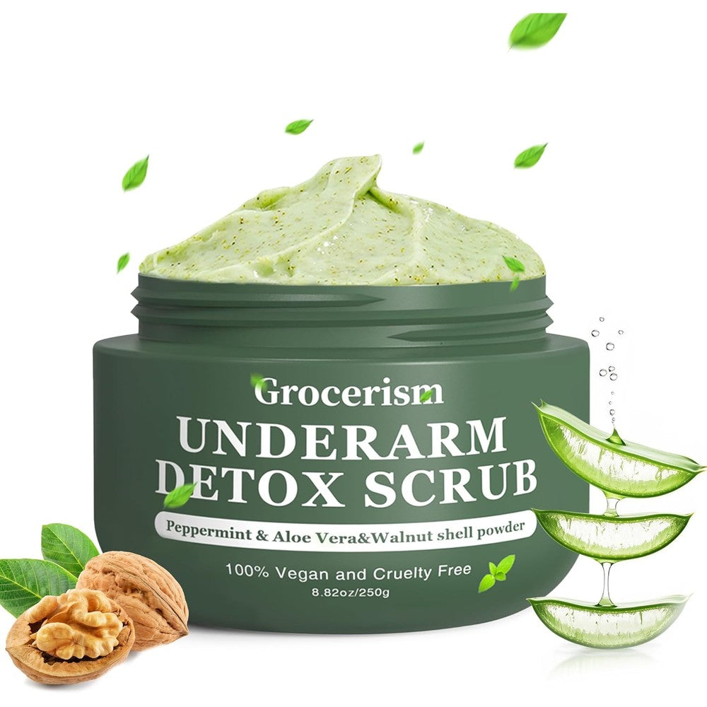 Grocerism Armpit Detox Scrub jar front view for underarm exfoliation