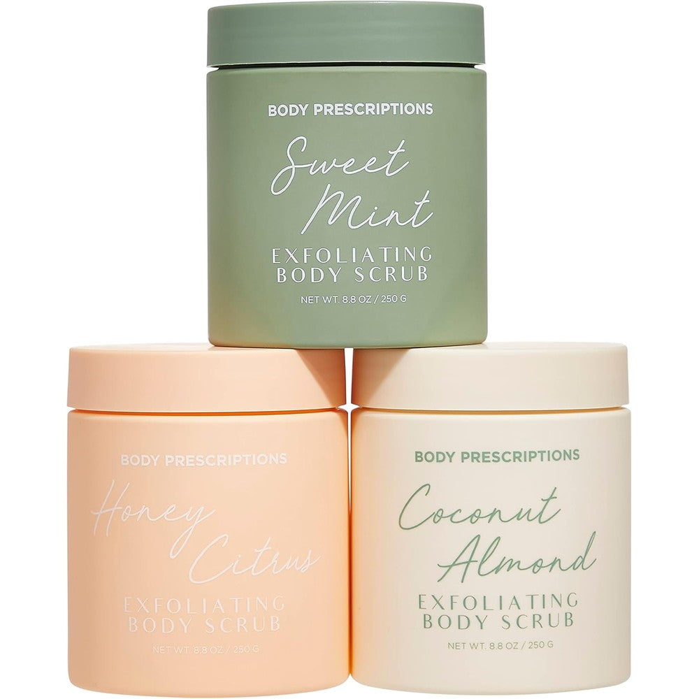 Body Prescriptions Exfoliating Body Scrub front view of the sweet mint variant jar