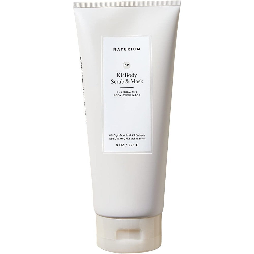 Naturium Keratosis Pilaris Body Scrub And Mask front view tube for smoothing rough skin bumps
