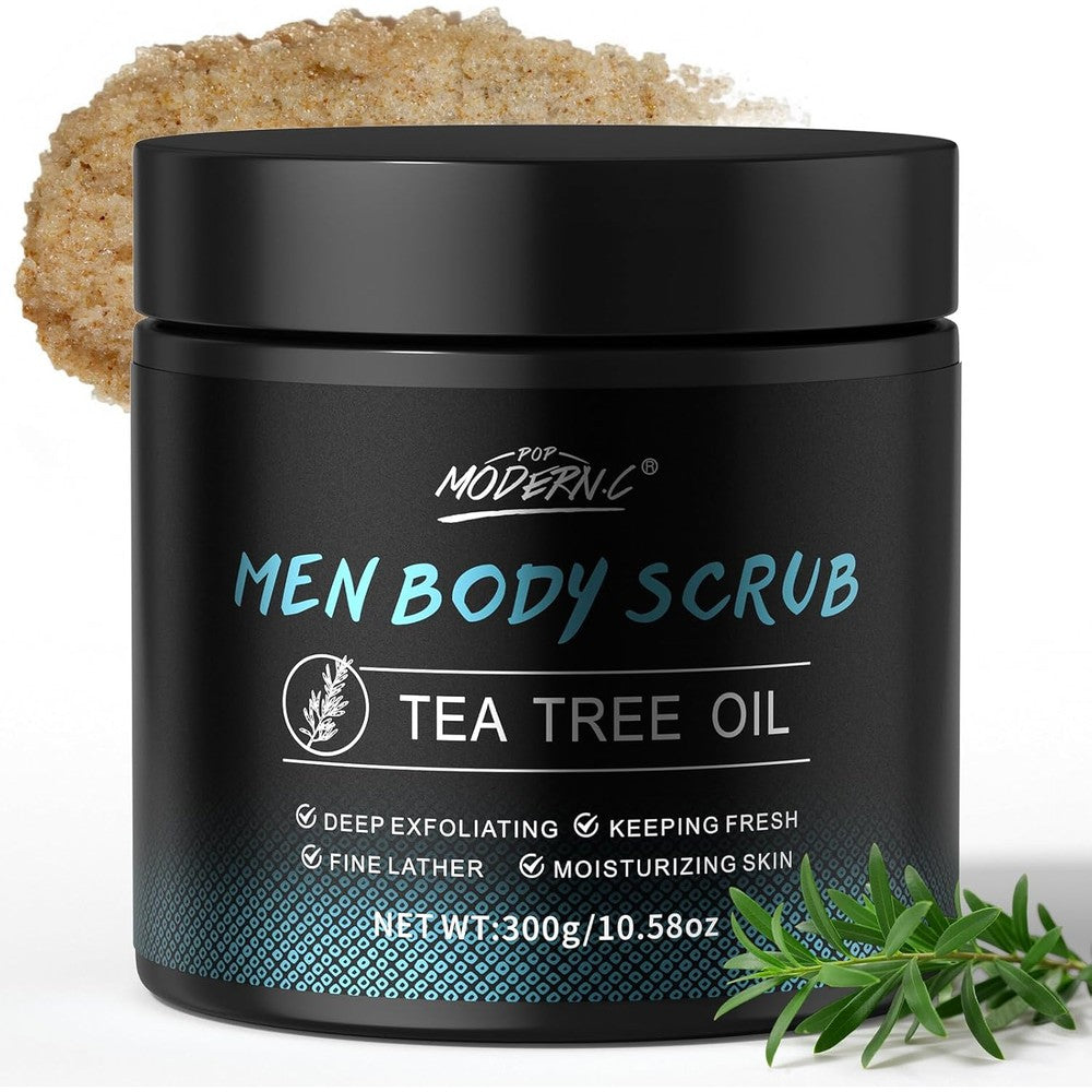 POP MODERN.C men body scrub tea tree oil exfoliating front view