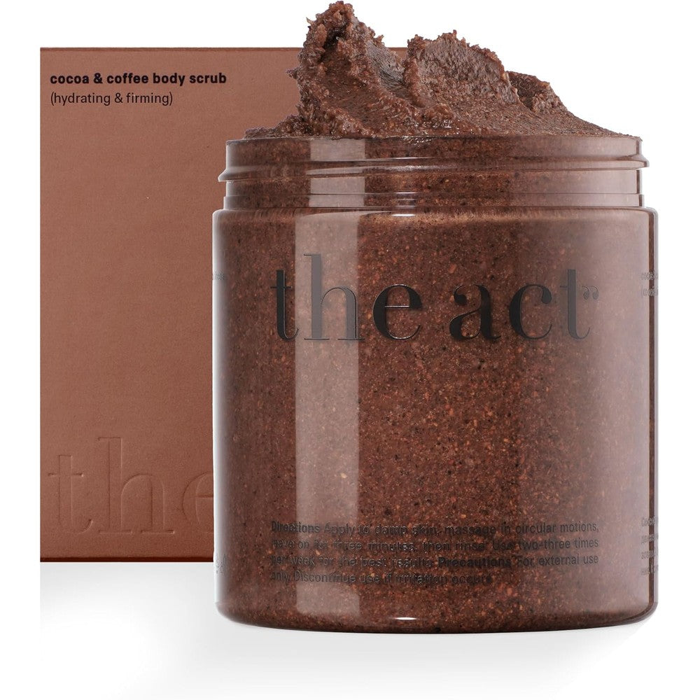 The Act Coffee Body Scrub front view jar for skin exfoliation