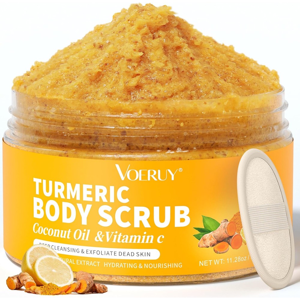 VOERUY Turmeric Exfoliating Body Scrub front view package