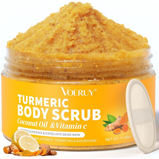 VOERUY Turmeric Exfoliating Body Scrub front view package