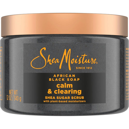 SheaMoisture African Black Soap Sugar Body Scrub front view of jar with copper lid