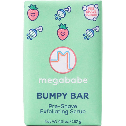 Megababe Bumpy Bar pre shave exfoliating scrub front view product packaging