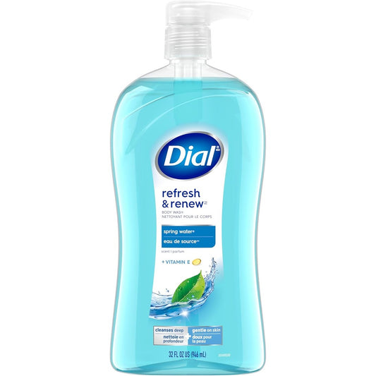 Dial Refresh and Renew Spring Water body wash 32 fluid ounces front view
