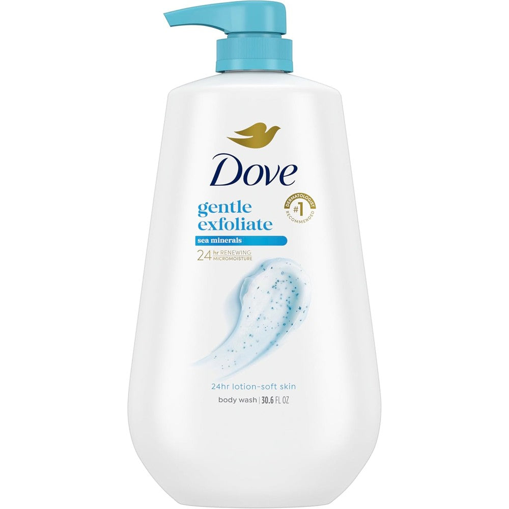 Dove Gentle Exfoliating Body Wash with Sea Minerals front bottle view