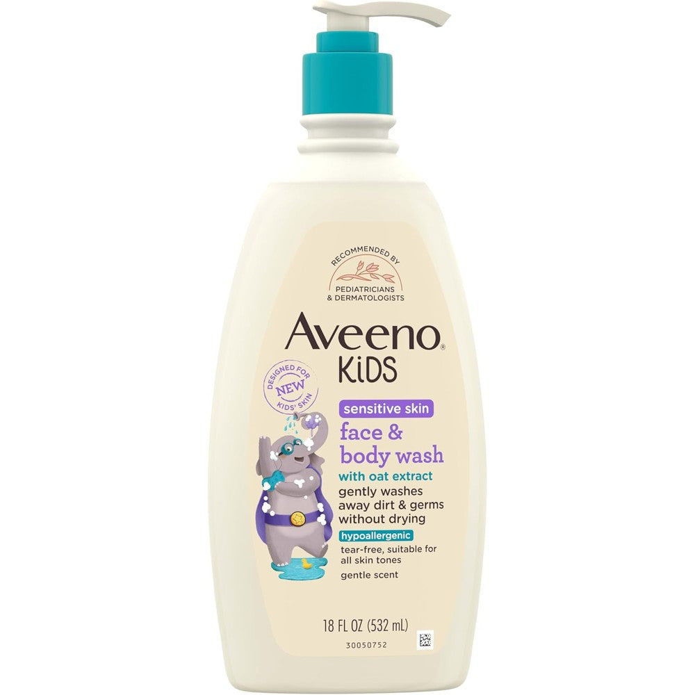 Aveeno Baby Kids Sensitive Skin Face And Body Wash front view bottle