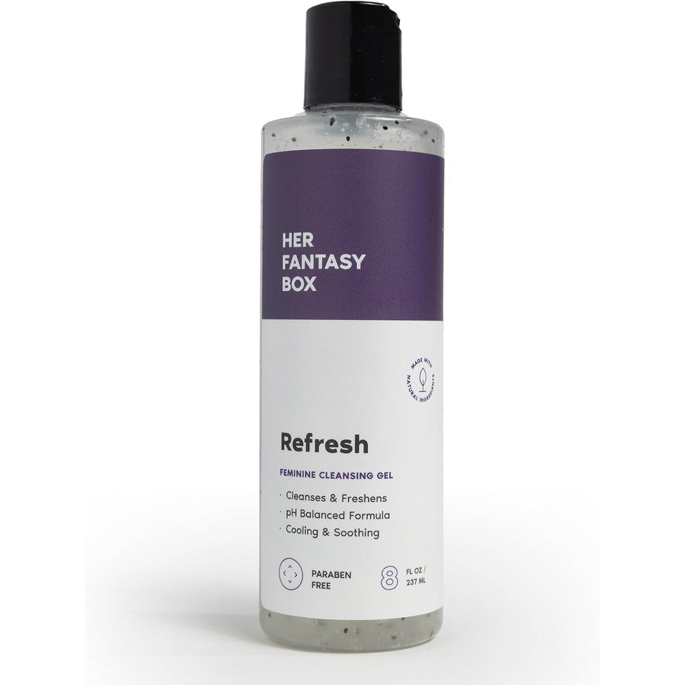 Her Fantasy Box Refresh 8oz bottle for pH balanced feminine hygiene and cleansing
