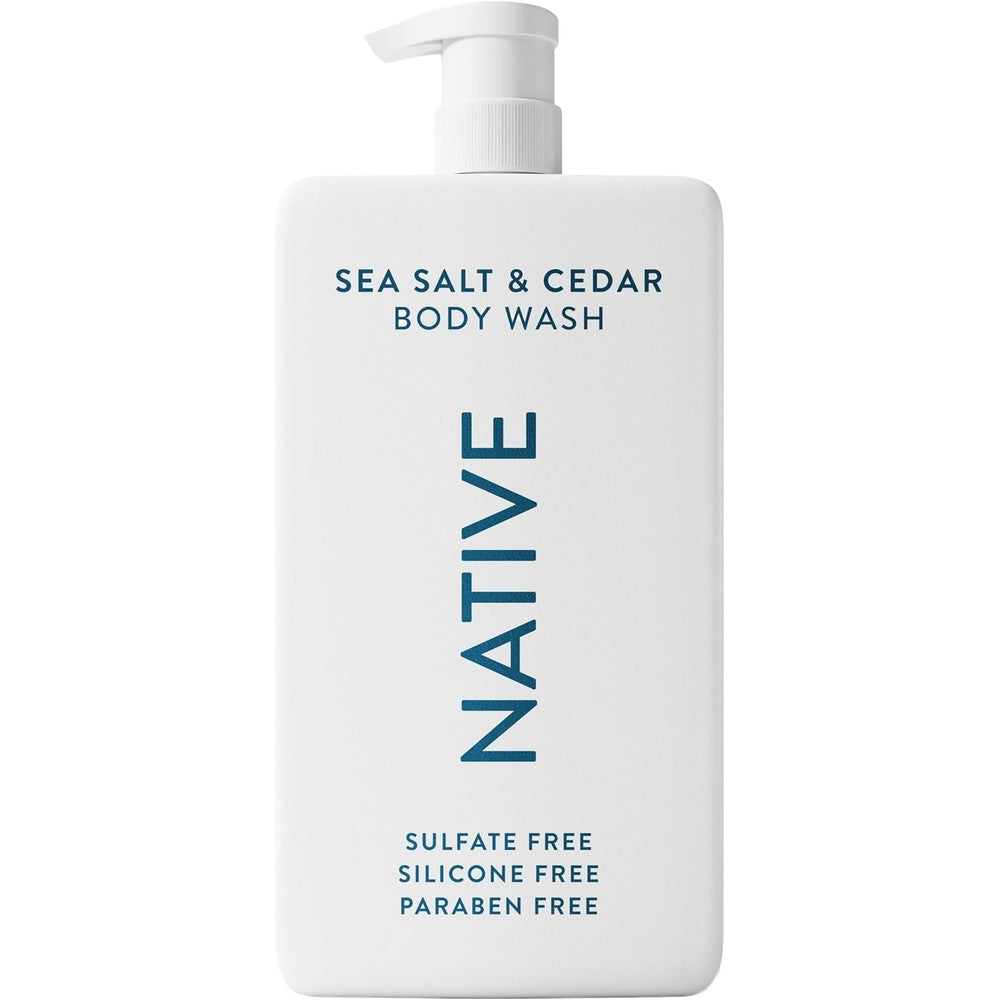 Native Sea Salt and Cedar body wash 36 fluid ounce front view