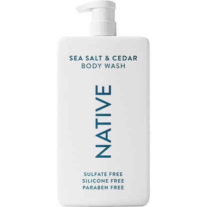 Native Sea Salt and Cedar body wash 36 fluid ounce front view