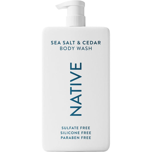 Native Sea Salt and Cedar body wash 36 fluid ounce front view