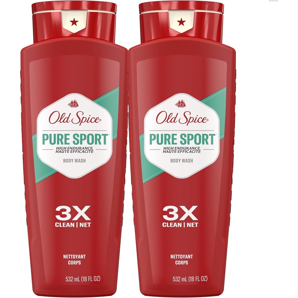 Old Spice High Endurance Pure Sport body wash front view showing the signature red bottle and white label.