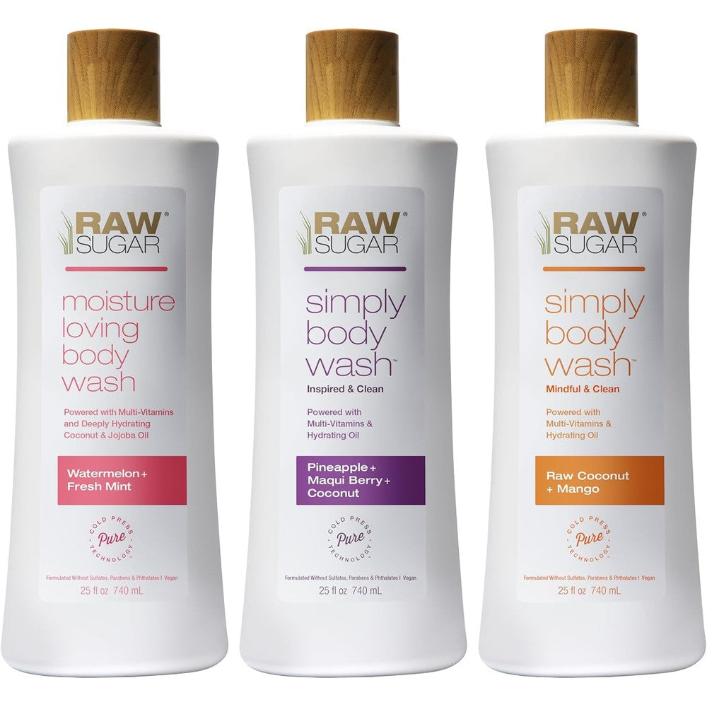 Raw Sugar Simply Body Wash Variety Trio set front view