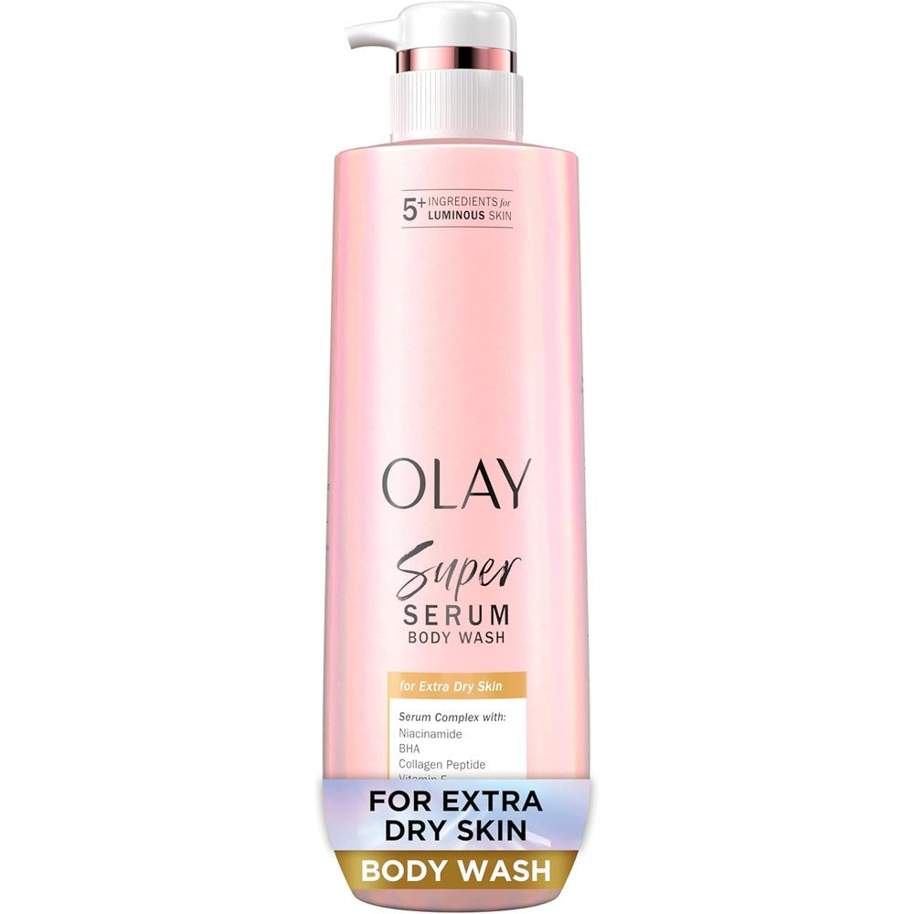 Olay Super Serum Body Wash for Extra Dry Skin front bottle view