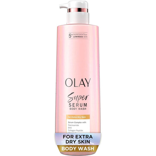 Olay Super Serum Body Wash for Extra Dry Skin front bottle view