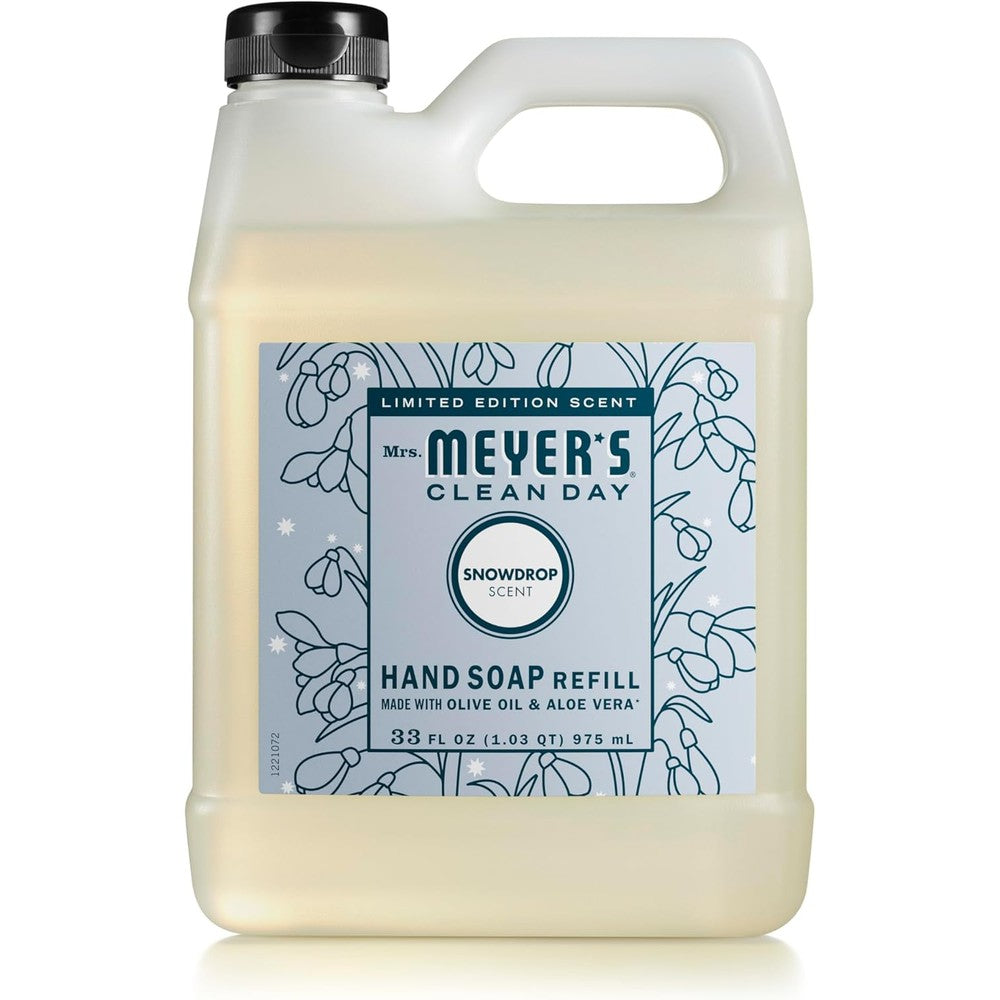Mrs. Meyer's Clean Day Liquid Hand Soap Refill Snowdrop bottle front view