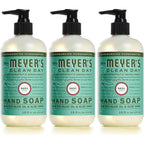 Mrs. Meyer's basil liquid hand soap front view of 12.5 fluid ounce bottle