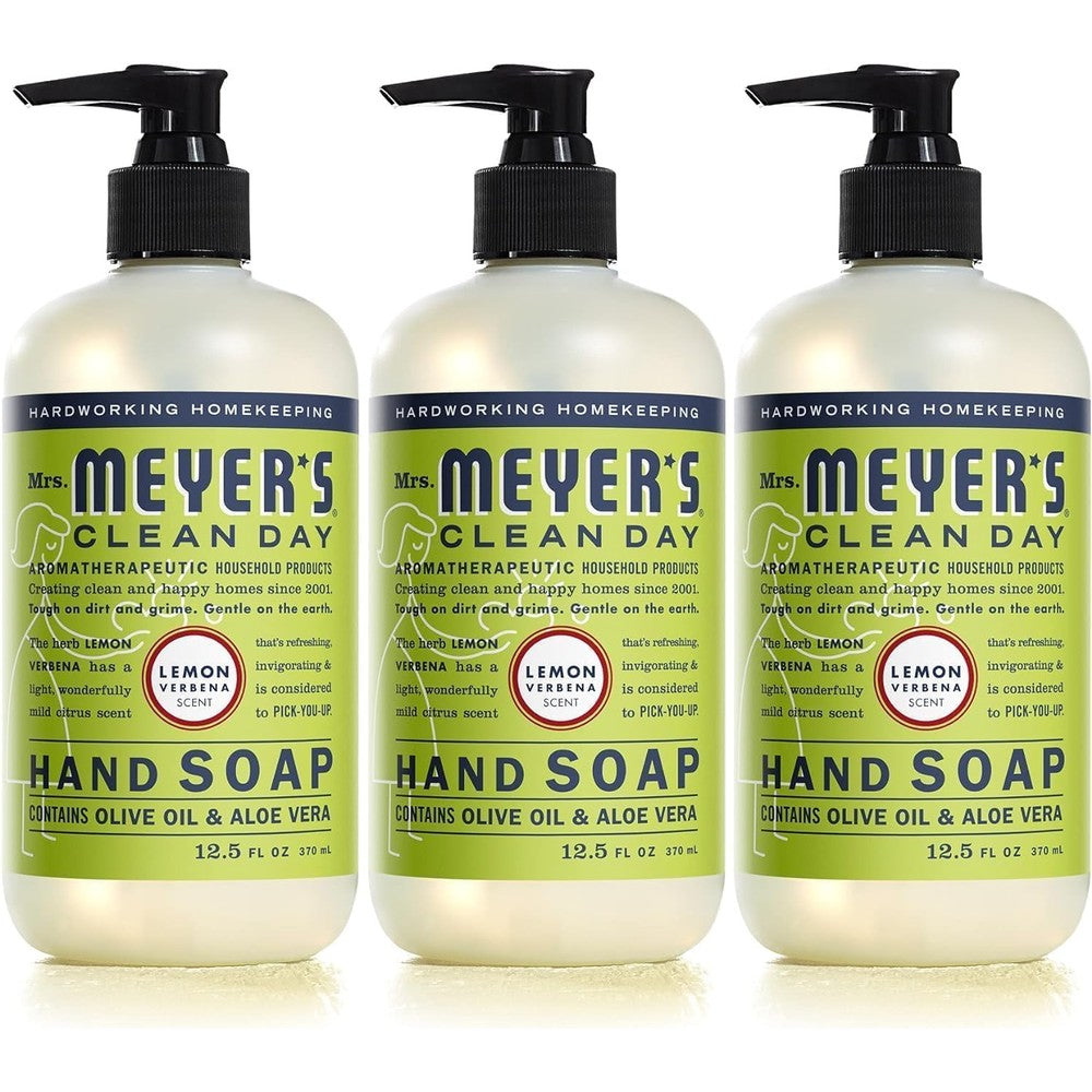 Mrs. Meyer's Clean Day Liquid Hand Soap Lemon Verbena front view bottle pack
