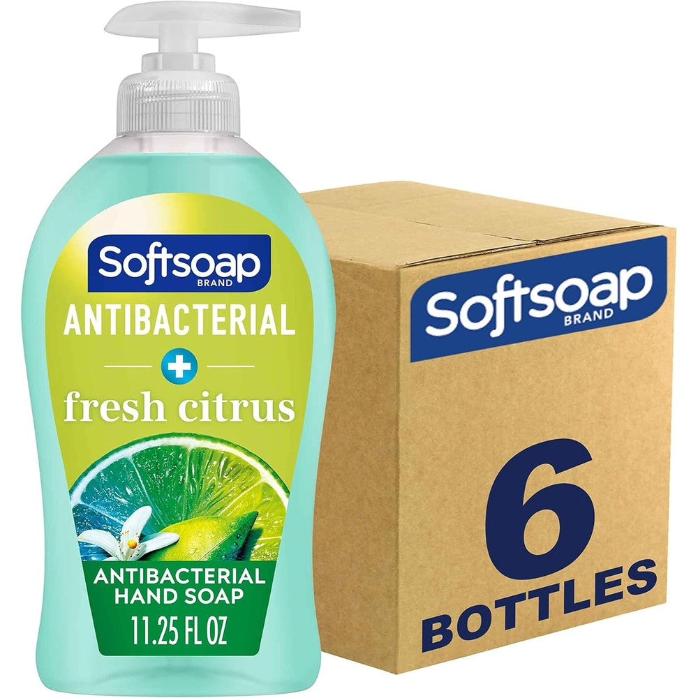 Softsoap Antibacterial Liquid Hand Soap Fresh Citrus front view pack of six