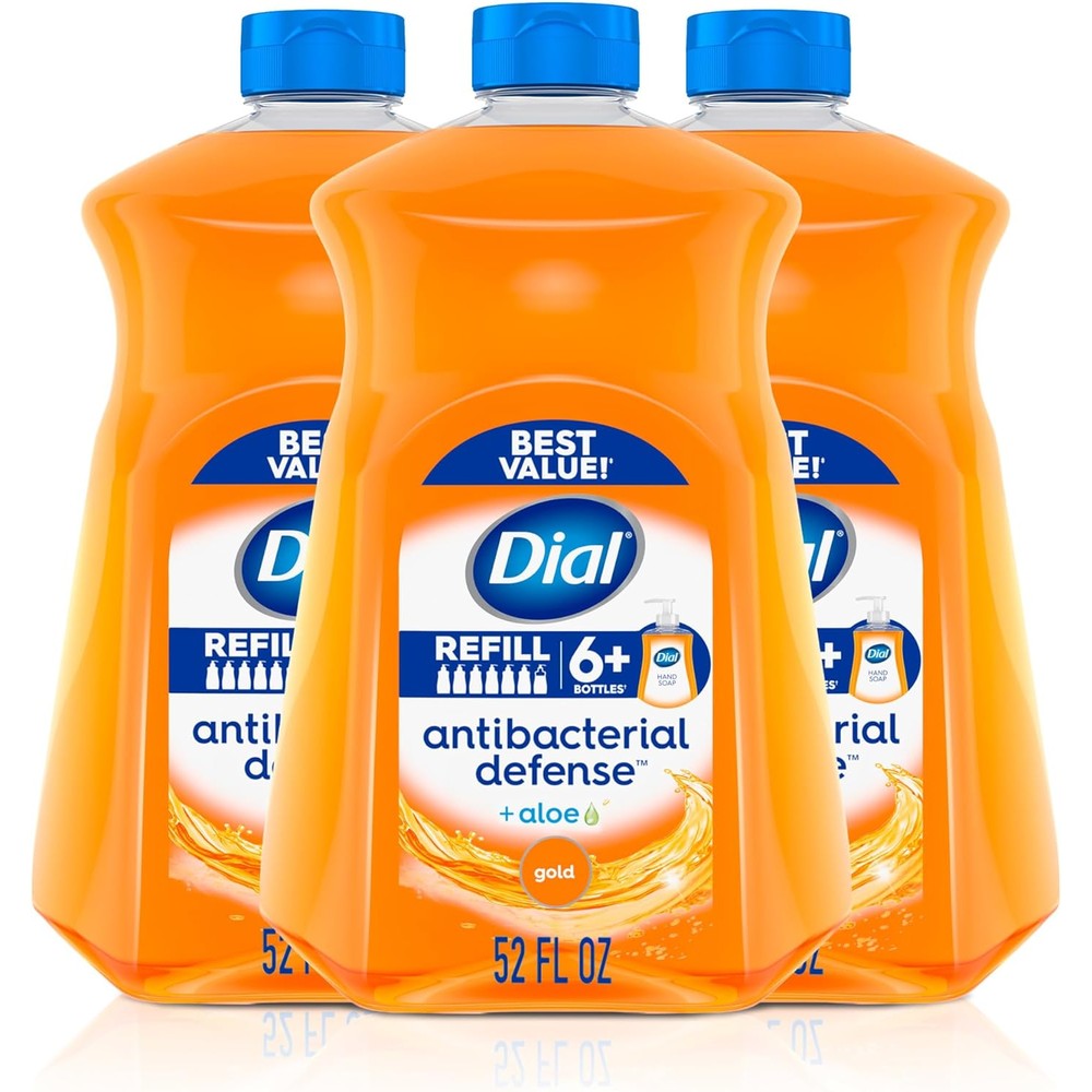 Dial Antibacterial Defense Liquid Hand Soap Gold Scent pack of three front view