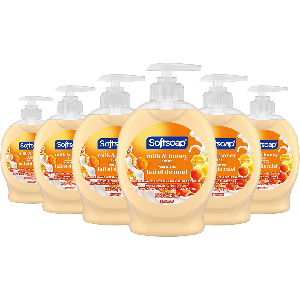 Softsoap Moisturizing Liquid Hand Soap Milk and Honey front view pack of six