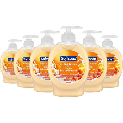 Softsoap Moisturizing Liquid Hand Soap Milk and Honey front view pack of six