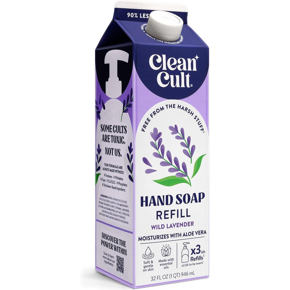 Cleancult Liquid Hand Soap Refill Wild Lavender front view eco friendly paper packaging
