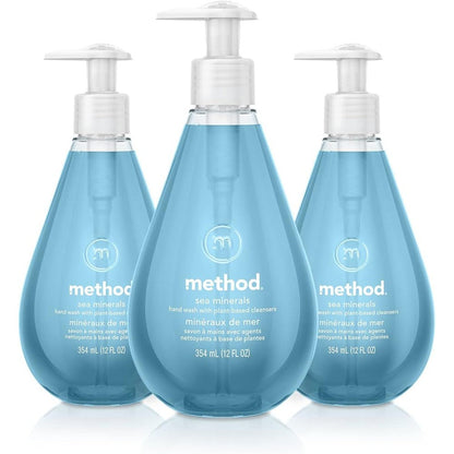 Method Gel Hand Soap Sea Minerals three pack front view for gentle hand washing