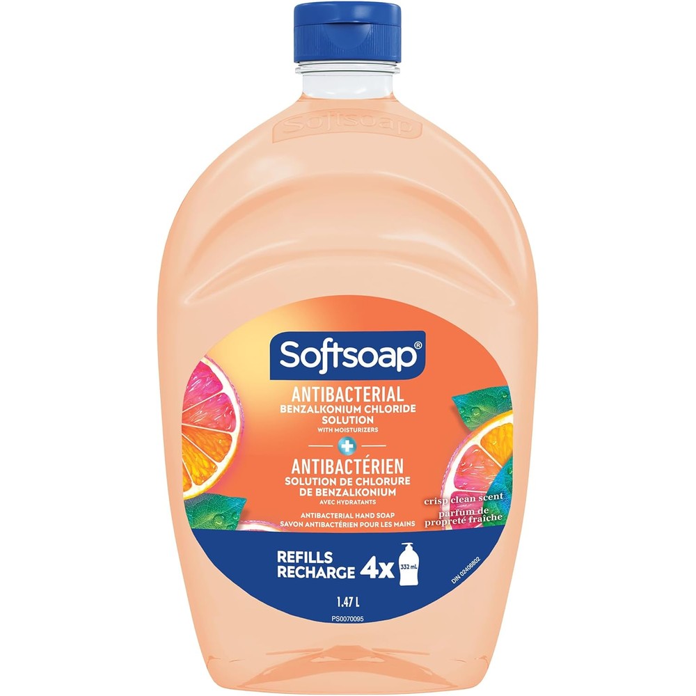 Softsoap Antibacterial Liquid Hand Soap Refill Crisp Clean 50oz front view bottle