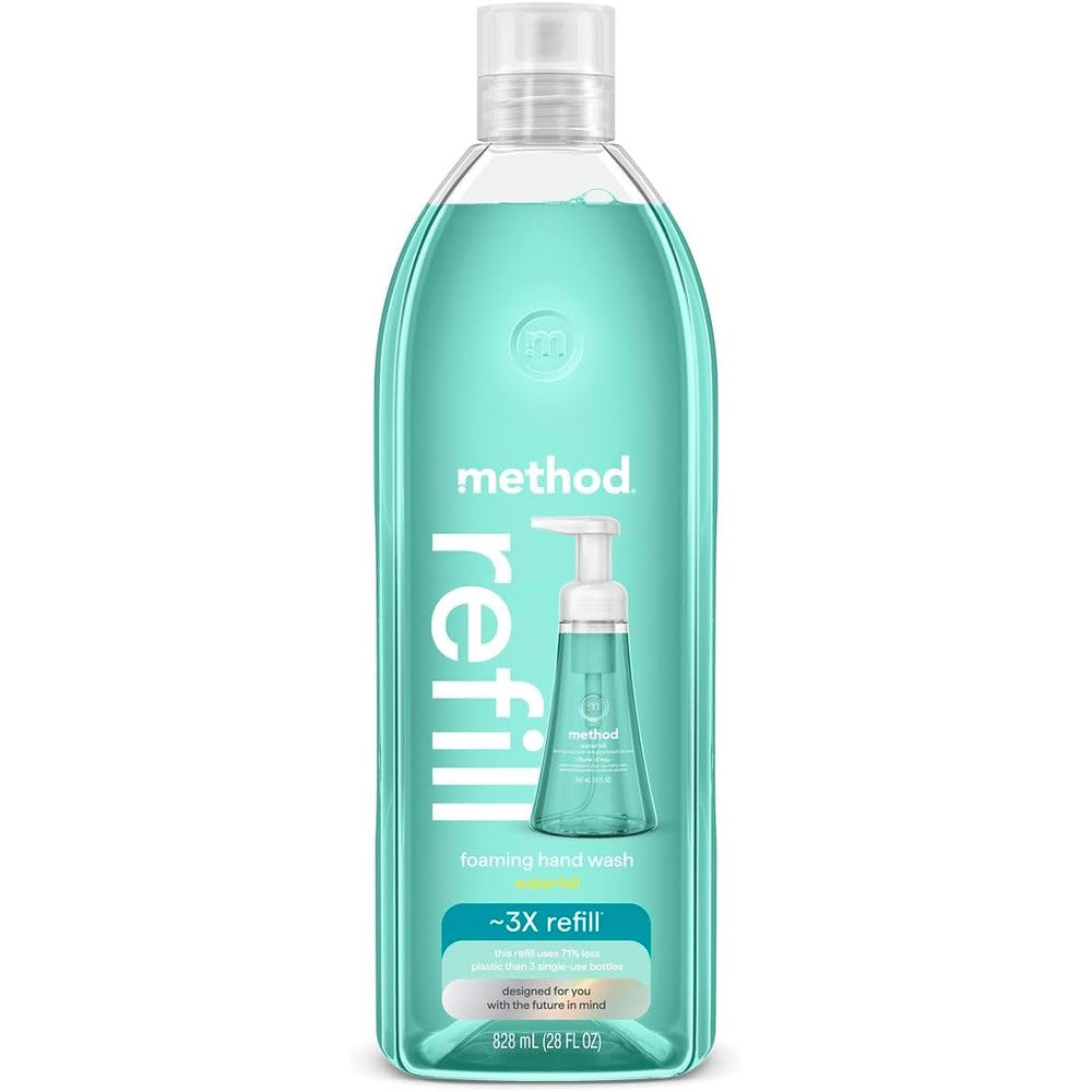 Method Foaming Hand Soap Refill Waterfall front view of the twenty eight ounce bottle