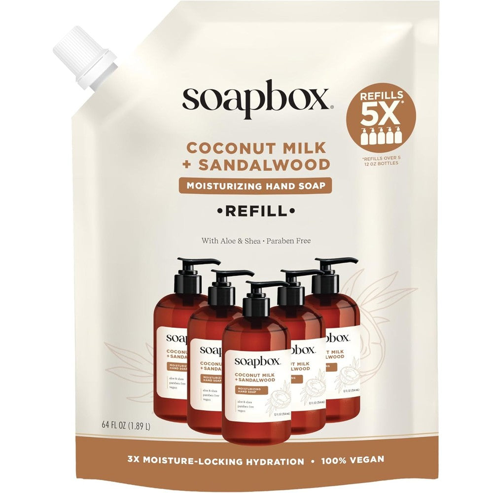 Soapbox Coconut Milk and Sandalwood Liquid Hand Soap Refill Pouch