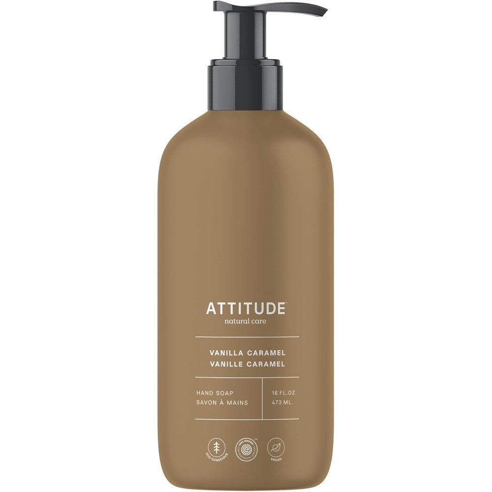 Attitude Vanilla Caramel liquid hand soap bottle front view