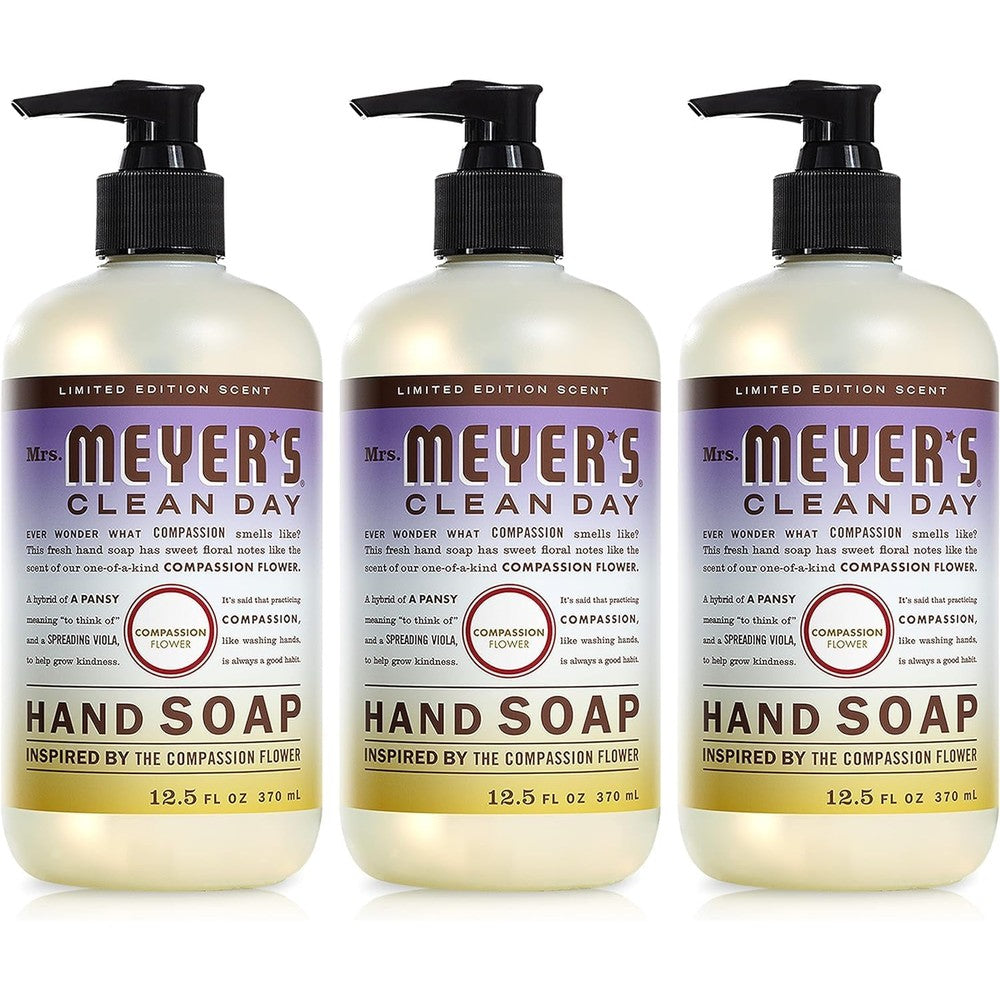 Mrs. Meyer's Clean Day Compassion Flower hand soap 3 pack front view