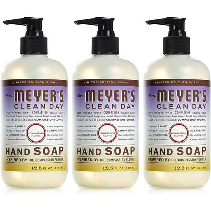 Mrs. Meyer's Clean Day Compassion Flower hand soap 3 pack front view