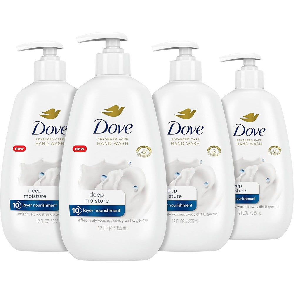 Dove Advanced Care Deep Moisture Hand Wash 4 Pack front view