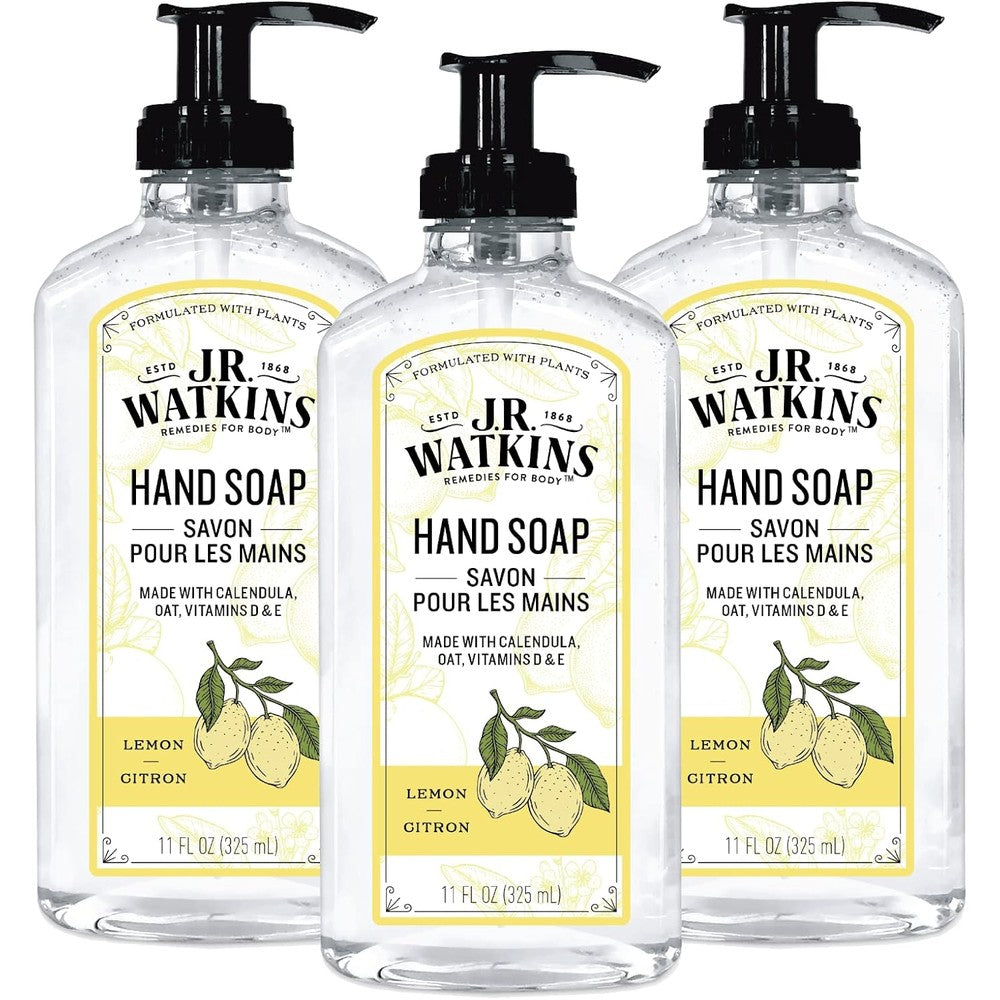 J.R. Watkins Gel Hand Soap Lemon 3 Pack front view