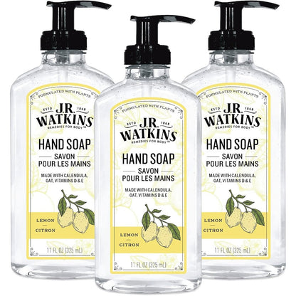 J.R. Watkins Gel Hand Soap Lemon 3 Pack front view