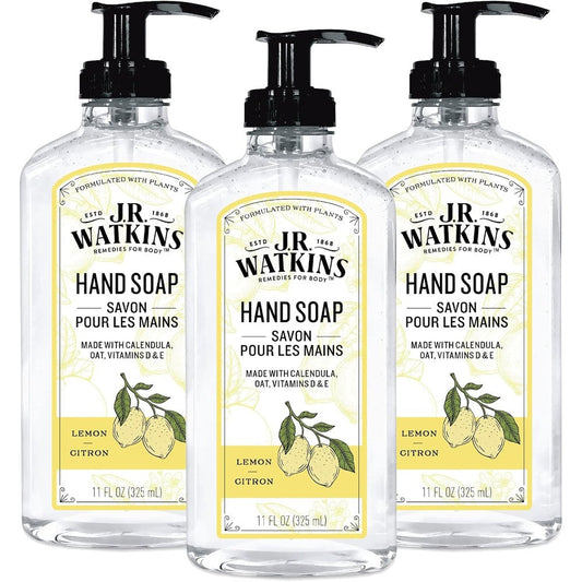 J.R. Watkins Gel Hand Soap Lemon 3 Pack front view