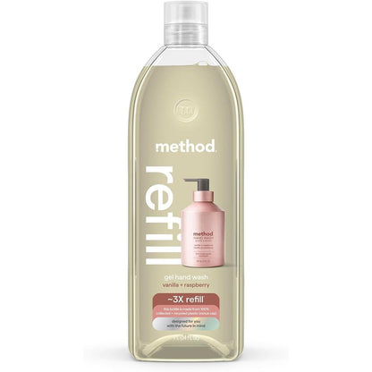Method Gel Hand Soap Refill Vanilla Raspberry 34 Fluid Ounce bottle front view