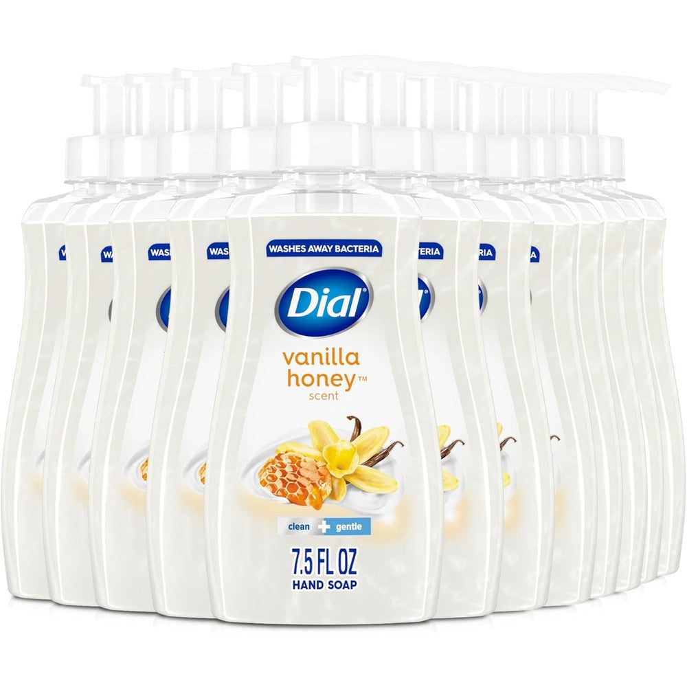 Dial Vanilla Honey liquid hand soap 7.5 fluid ounce bottle front view